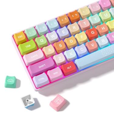 Imagem de Womier Cute Keycaps, Cat PBT Keyboard Keycaps, MOA Profile Dye-Sublimation Rainbow Candy Key Caps for 60 65 75 100 Percent Cherry MX, Kailh, Outemu, Gateron Mechanical Keyboard(Colour)