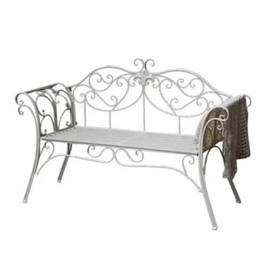 Imagem de Banco externo estilo country jardim metal cadeira dupla apoio de braço para vila, pátio, quintal, decoração de parque, bancos de jardim (verde)