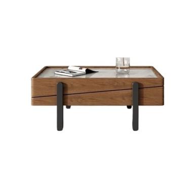 Imagem de Mesa de centro moderna minimalista ajustável quadrada conjunto de mesa de centro design que economiza espaço para pequenas salas de estar, mesa de chá, mesa lateral
