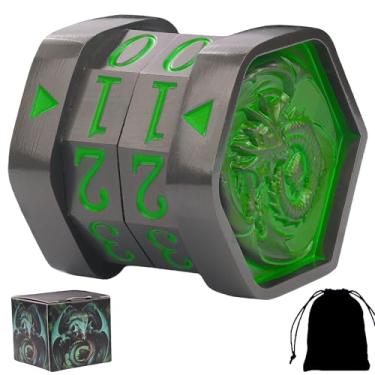 Imagem de MTG Life Counter MTG Metal MTGs Commander Life Counter Wheel, No Installation Required Gift Box Packaging Suitable for Board Games, Card Games, Compatible with MTGs and TTRPG(Black Nickel_Green)