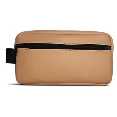 Imagem de Necessaire Feminina Pequena Bolsa de Mão Cor Nude Material Sintético R