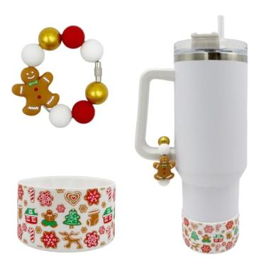 Imagem de Capa para copo de Natal com alça de contas para decoração e bota de fundo de copo – decoração de utensílios de bebida, acessórios de garrafa de água de árvore de Natal para copos Stanley de 850 g