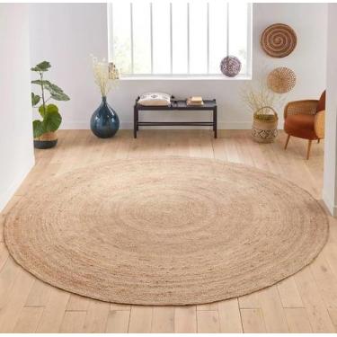 Imagem de Tapete de área FREELISH DECOR, tecido à mão, juta, 150 cm, redondo, be