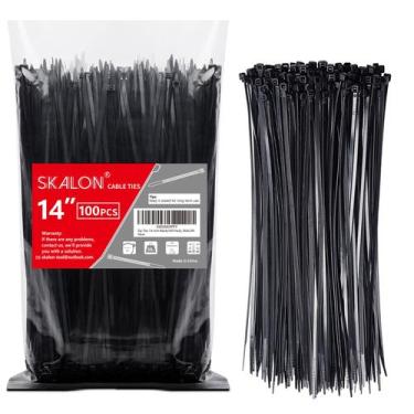 Imagem de Laços de zíper SKALON 14 cm (pacote com 100) pretos 22,68 kg de resist