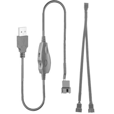 Imagem de Gebildet Cabo Adaptador De Alimentação Usb Com Capa Para Ventilador Pc 3 E 4 Pinos, 12 V, Aumento Voltagem + Divisor 1/2 Regulador Velocidade Comutação