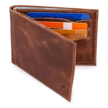 Imagem de Carteira Masculina Luxo Couro Legítimo Rg/cédulas/cartões(Marrom)