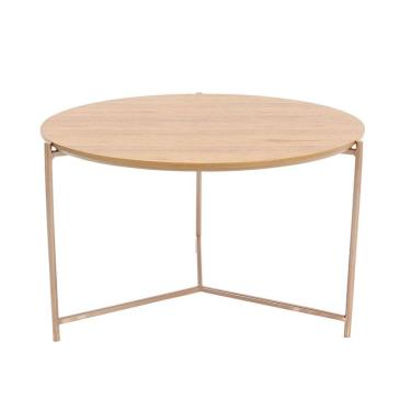 Imagem de Mesa de Centro Oriente Redonda Nacional Móveis 61 cm (largura) Tampo MDF Amêndoa Base Metal Champanh