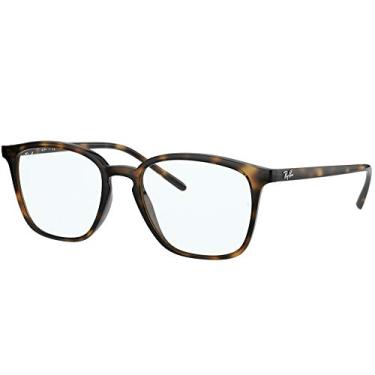 Imagem de Ray-Ban RX7185 Armação quadrada de óculos de grau, Lente Havana/Demo, 52 mm
