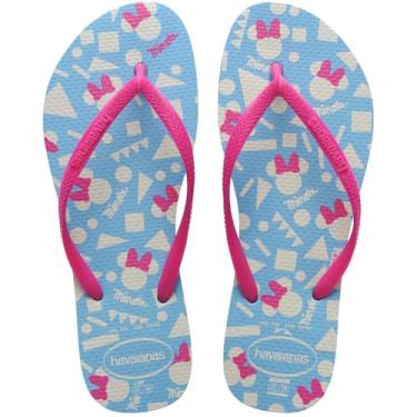 Imagem de Chinelo, Havaianas, Feminino, Slim, Disney, 35 e 36, Azul e Rosa