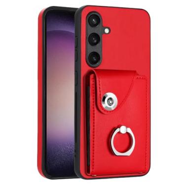 Imagem de COTDINFOR Capa carteira para Samsung Galaxy S25 FE com porta-cartões [loja 6 cartões] com suporte de anel de 360° durável fecho magnético à prova de choque capa de couro para Samsung Galaxy S25 FE