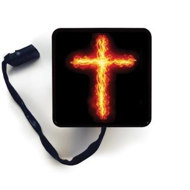 Imagem de Black11 Designs Engate Cover Art – Bíblia – Luz de freio LED com receptor de reboque com design personalizado (cruz de fogo)