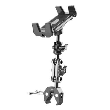 Imagem de KiBcsLic Suporte de suporte para esteira com cabeça giratória 360°, braçadeira para guidão de esteira, universal ajustável para telefone, resistente e portátil