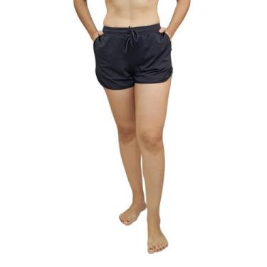 Imagem de Short De Praia Feminino Recorte Lateral Com Bolso Moda Verão - Corpo D