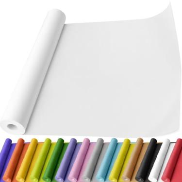 Imagem de PerkHomy Rolo de papel kraft branco 44,5 cm x 1,930 cm (63') para embrulho de buquê de flores arte pintura artesanato embalagem envio 80GSM 25 kg (branco, 44,5 cm x 63')