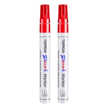 Imagem de Canetas de tinta vermelhas – Marcadores permanentes à base de óleo para madeira metálica, canetas para metal, pneu de carro, plástico, cerâmica, plástico, tela, pintura rupestre, vidro, materiais de