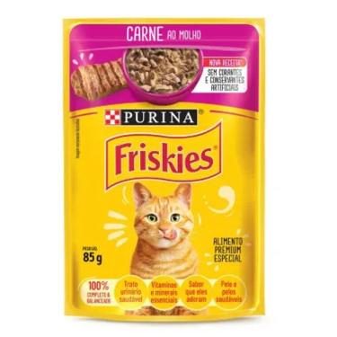 Imagem de Ração Úmida para Gatos Friskies Adultos Sabor Carne ao Molho em Sachê 85g