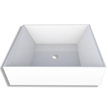 Imagem de Cuba de Apoio Prisma para Banheiro em Mármore Sintético com Base Branca 40cm - P88835 -...