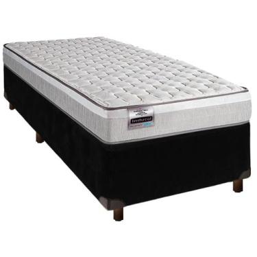 Imagem de Cama + Box Preto e Colchão Molas Ensacadas Solteiro - Inducol