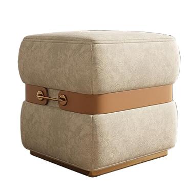 Imagem de Banqueta de armazenamento Banqueta de pés moderna otomana quadrada, banco de pés estofado em tecido fosco para troca de sapato com alça, apoio para os pés Sofá de apoio para pés para sala de estar/810