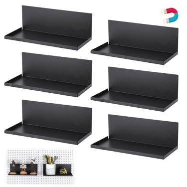 Imagem de Kokone Pacote com 6 prateleiras magnéticas para quadro com borda ao redor da borda, 25 x 10 cm, acessórios para armazenamento ou exibição, bandeja de aço para garagem, oficina, sala de artesanato