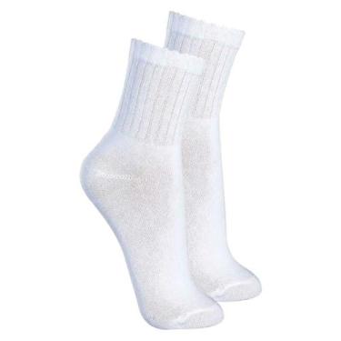 Imagem de Kit com 2 Pares de Meias Esportiva Cano Médio Lupo 3290-009, Branco, 4