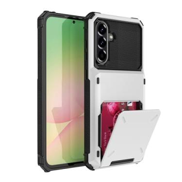 Imagem de SORAKA Capa para Samsung Galaxy A56 5G com suporte para cartão PC TPU 2 em 1 capa bumper de camada dupla à prova de choque pode conter 5 cartões brancos