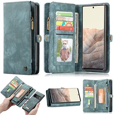 Imagem de Capa carteira de couro JGY para Google Pixel 7 Pro, capa magnética destacável Pixel 7 Pro com bolso com zíper e porta-cartões Pixel 7 Pro capa completa à prova de choque destacável carteira para mulheres e homens (azul)