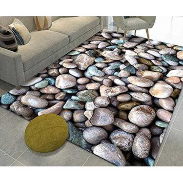 Imagem de Tapete de área 3D vida interna tapete antiderrapante paralelepípedos tapete tridimensional visão tapete de corredor hotel escritório criativo quarto pedra tapete de chão B-200 * 300cm (cor: A, tamanho: 100 * 200cm)