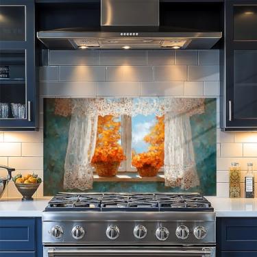 Imagem de Papel de parede de cozinha autoadesivo à prova de óleo à prova d'água Backsplash filme protetor de parede papel removível para armário 76 x 16 polegadas