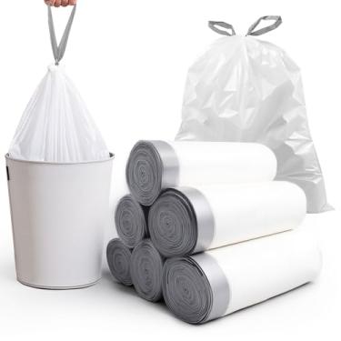 Imagem de Sacos de lixo resistentes de 270 unidades, compatíveis com lata de lixo de 16 a 7 galões, sacos de lixo de cozinha com cordão pré-separados, ideais para casa e escritório, 19,9 x 29,1 polegadas, 6