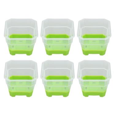 Imagem de Pissente Vaso para Plantas Vaso para Viveiro Vaso para Mudas 3,5 Polegadas Quadrado Silicone Transparente Reutilizável Com Furos de Drenagem para Mudas Plantas Suculentas Estacas (GREEN)