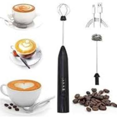Imagem de Espumador de Leite e Mini Mixer Elétrico Portátil Inox. Recarregável USB, 3 Velocidades, Batedor de Ovos, Misturador de Bebidas e Fuê Multiuso Sem Fio. Premium EZC.