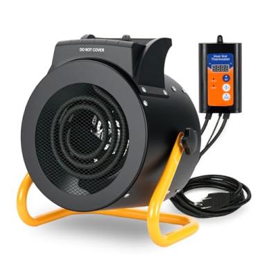 Imagem de Noarixa Aquecedor de estufa com termostato digital, aquecedor elétrico de barraca de cultivo 1500W/750W, impermeável IPX4, proteção contra superaquecimento, aquecimento rápido para pátio, sala de