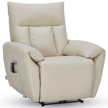 Imagem de Poltrona do Papai Reclinável Elétrica com Massagem e Aquecimento Velutti L07 Couríssimo Bege - Lyam