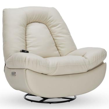 Imagem de Poltrona Reclinável Elétrica com Massagem e Aquecimento Salvana L07 Couríssimo Bege - Lyam Decor