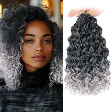 Imagem de Crochet Hair Leeven Gogo Curl 25 cm, 8 pacotes, Ombre, cinza, sintétic