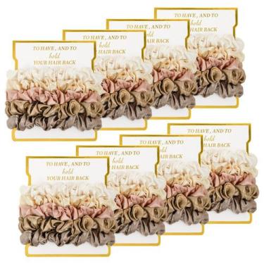 Imagem de Scrunchies CEELGON Satin, pacote com 8 gravatas de cabelo, dama de hon