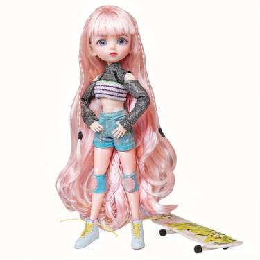 Imagem de Boneca BJD UCanaan 26 cm com fantasia, sapatos, peruca e mãos