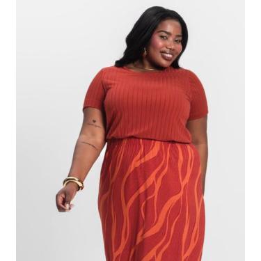 Imagem de Blusa Malha Delicate Plus Infinita Cor Laranja, Plus G2, Laranja
