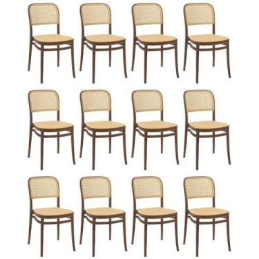 Imagem de Kit 12 Cadeiras de Jantar Roma para Sala e Cozinha - Marrom - Magazine