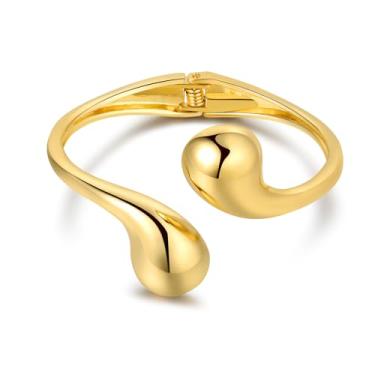 Imagem de MVCOLEDY Joias grossas de ouro para mulheres, conjunto de pulseiras empilháveis delicadas banhadas a ouro 14 k, joias modernas para mulheres, Medium, Metal Liga de aço Cobre, Sem pedra preciosa