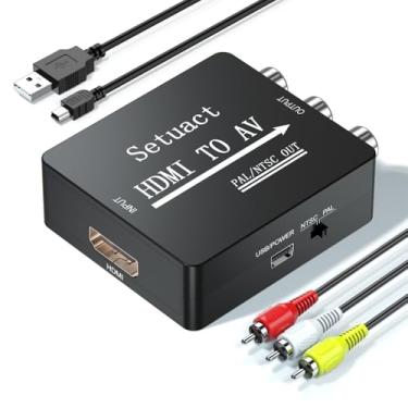 Imagem de Setuact Conversor HDMI para AV, conversor HDMI para RCA, suporta PAL/NTSC para Apple TV, Roku, Fire Stick, Blu-ray, leitor de DVD, TV mais antiga, projetor, (com cabos RCA machos)