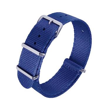 Imagem de JWNSPA Pulseira de relógio de substituição de nylon balístico – 20 mm 22 mm, uma peça, fivela polida, pulseira de relógio para homens e mulheres (20 mm, azul)