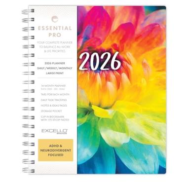Imagem de Essential PRO 2026 Agenda diária, semanal e mensal, 17,8 cm x 23 cm: 14 meses (novembro de 2025 a dezembro de 2026) abas mensais, rastreamento diário, páginas de notas, bolso de armazenamento