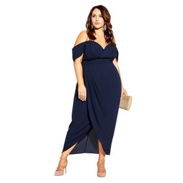 Imagem de City Chic Vestido longo feminino plus size - Entrelaçado, Azul marino, 46