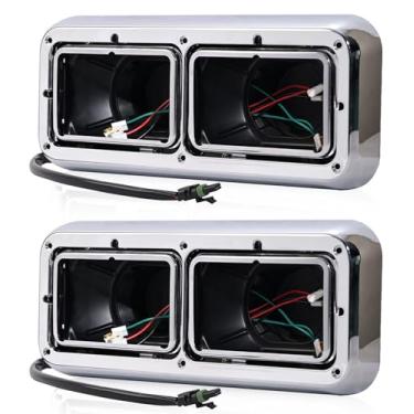 Imagem de Base da carcaça do farol com chicote de fios compatível com Kenworth T400 T600 T800 W900 K100 C500 Peterbilt 378 379 Western Star 4900 Freightliner FLD Classic XL lado esquerdo e direito