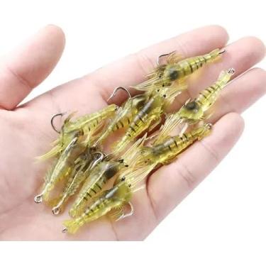 Imagem de Kit Com 10 Iscas Artificiais Camarão Aromatizado com Anzol de 4 cms e 1,2 gramas