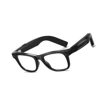 Imagem de DUCO Óculos de sol inteligentes AI com câmera 4K HD 8MP AI Assistant Translation Bluetooth para mulheres e homens AG01 (lente transparente com armação preta)