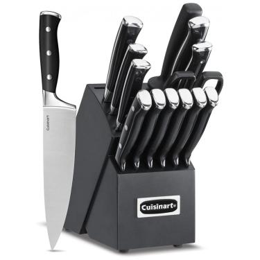 Imagem de Conjunto de Facas Cuisinart C77BTR15PBK em Aço Inoxidável com Bloco de Bancada Multinível, 15 Peças, Preta