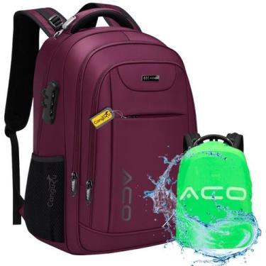 Imagem de Mochila Bolsa Notebook Masculina Feminina Com Capa de Chuva Bolso Anti